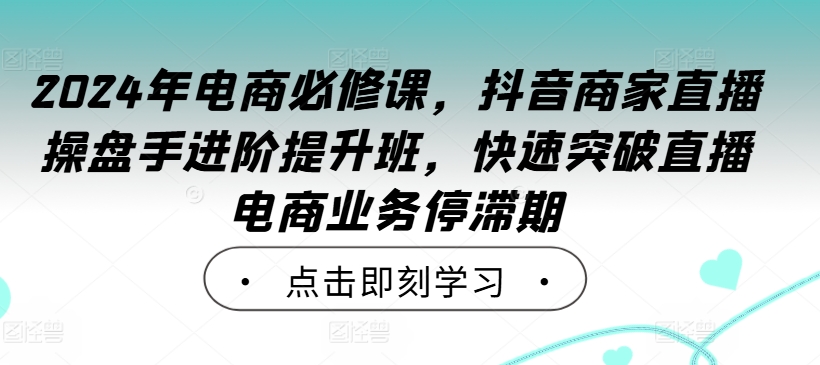 2024年电商必修课，抖音商家直播操盘手进阶提升班，快速突破直播电商业务停滞期-轻资本网