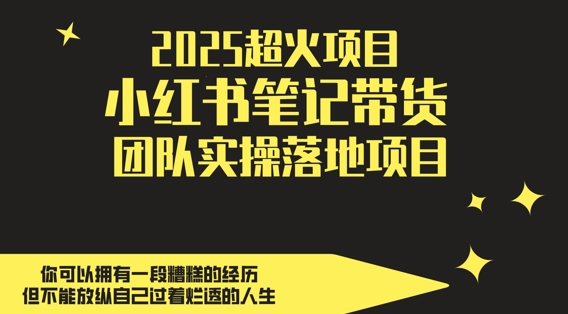 2025超火项目，副业最佳选择，小红书笔记带货团队实操落地项目，，轻松日入5张-轻资本网