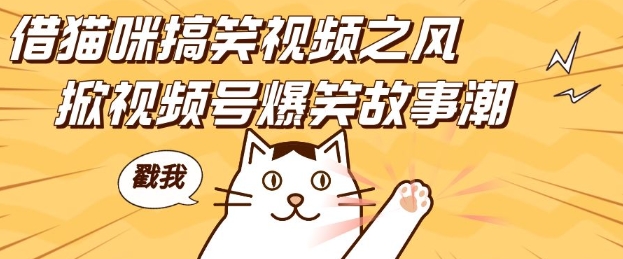借猫咪搞笑视频之风，掀视频号爆笑故事潮，轻松日入四位数，无门槛快速入门!-轻资本网