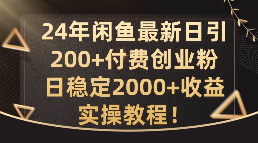 24年闲鱼最新日引200+付费创业粉日稳2000+收益，实操教程【揭秘】-轻资本网
