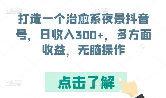 打造一个治愈系夜景抖音号，日收入300+，多方面收益，无脑操作【揭秘】-轻资本网