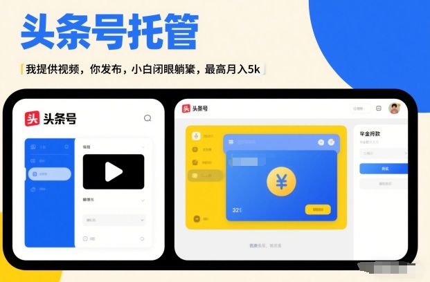 头条号AI托管，我提供视频，你发布，小白闭眼躺賺，最高月入5k+【揭秘】-轻资本网