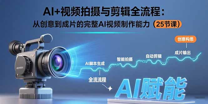 AI+视频拍摄与剪辑全流程：从创意到成片的完整AI视频制作能力(25节课-轻资本网