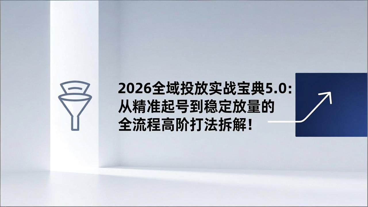 2026全域投放实战宝典5.0：从精准起号到稳定放量的全流程高阶打法拆解！-轻资本网