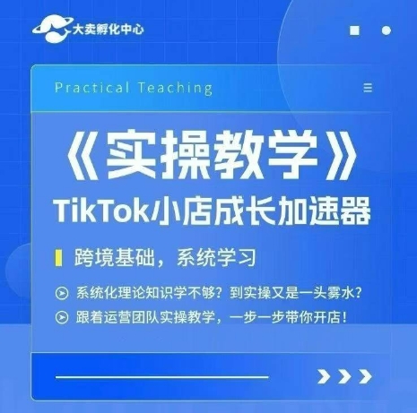 大卖家孵化中心TikTok实操课，TikTok小店成长加速器，跨境基础系统学习，一步一步带你开店-轻资本网