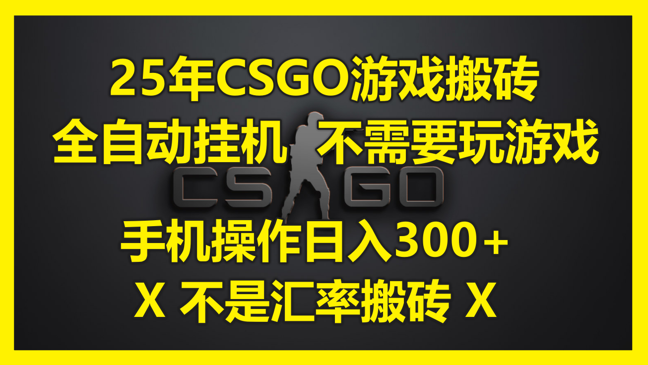 25年CSGO游戏搬砖，全自动挂机，不需要玩游戏，手机操作日入300+。(不...-轻资本网