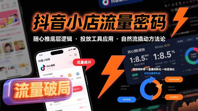 抖音小店流量密码，随心推底层逻辑，投放工具应用，自然流撬动核心方法论-轻资本网