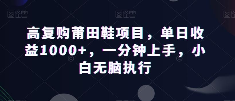 高复购莆田鞋项目，单日收益1000+，一分钟上手，小白无脑执行-轻资本网