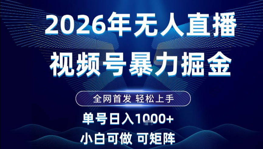 2026最新视频号无人直播掘金，全网首发，小白可以玩，长期稳定日入1k+【揭秘】-轻资本网
