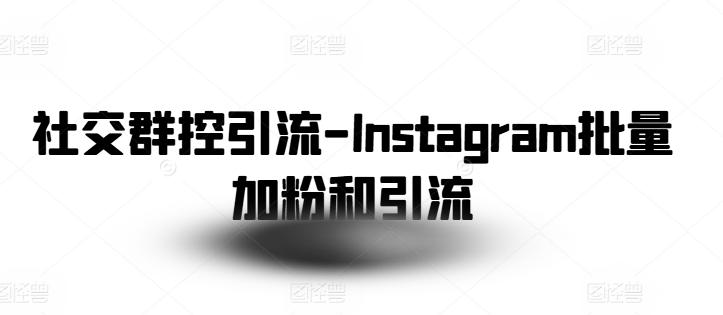 社交群控引流-Instagram批量加粉和引流-轻资本网