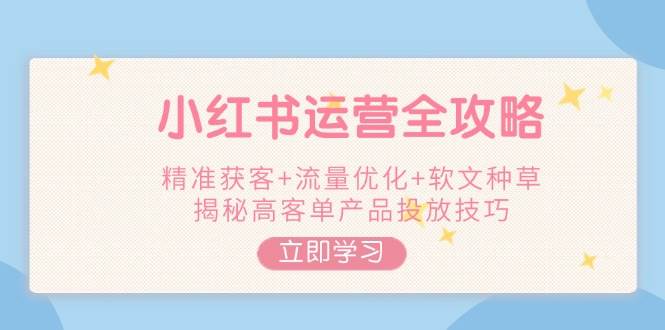 小红书运营全攻略，精准获客+流量优化+软文种草，揭秘高客单产品投放技巧-轻资本网