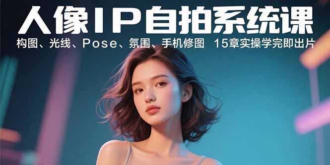 人像IP自拍系统课：构图、光线、Pose、氛围、手机修图 15章实操学完即出片-轻资本网