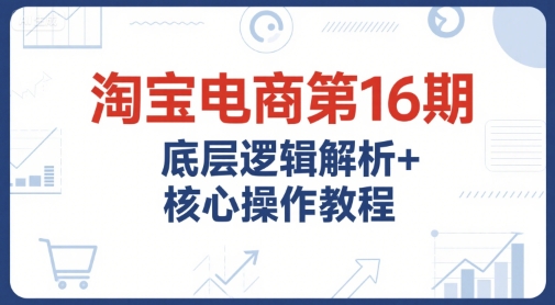 淘宝电商第16期，底层逻辑解析+核心操作教程，运营、推广提升能力的必学课程+配套资料-轻资本网