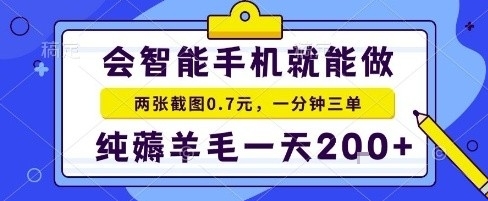 手机项目，二十秒一单，纯薅羊毛一天2张+做就有【揭秘】-轻资本网