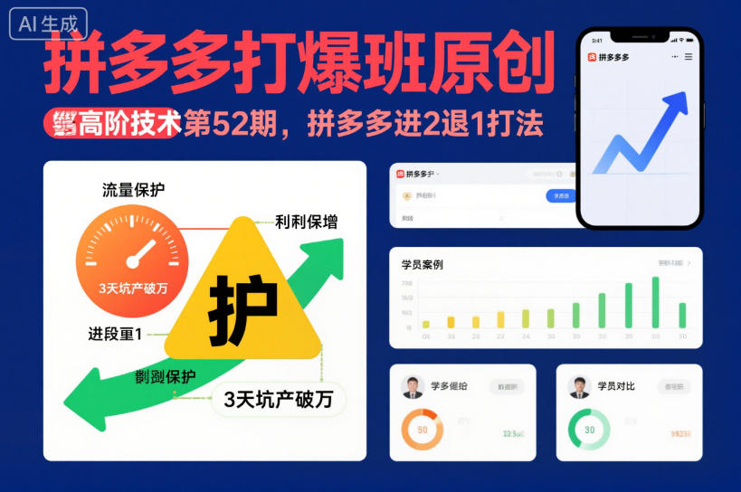 拼多多打爆班原创高阶技术第52期，拼多多进2退1打法-轻资本网