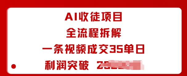 AI收徒项目全流程拆解一条视频成交35单日利润突破1k+-轻资本网