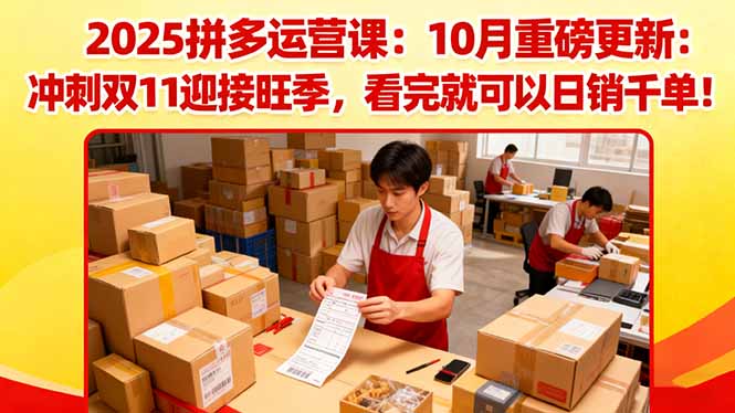 2025拼多多运营课：10月重磅更新：冲刺双11迎接旺季，看完就可以日销千单-轻资本网