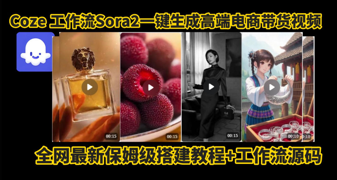 coze智能体sora2一键生成电商带货高端视频工作流保姆级拆解教程，无需剪辑，无需拍摄-轻资本网