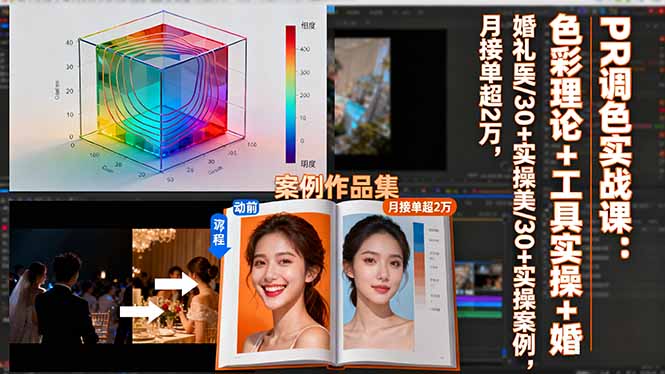 PR调色实战课：色彩理论+工具实操+婚礼医美/30+实操案例，月接单超2万-轻资本网