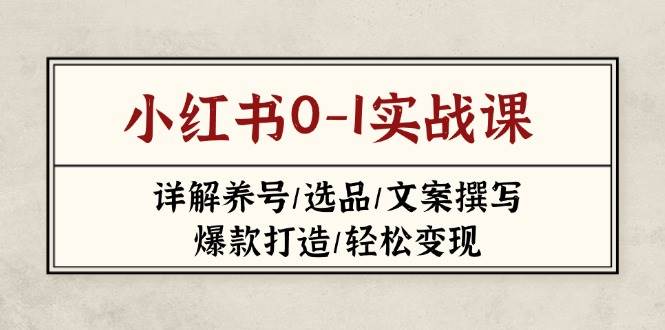小红书0-1实战课(2023-2025)，详解养号/选品/文案撰写/爆款打造/轻松变现-轻资本网