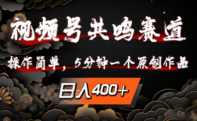 视频号共鸣赛道，操作简单，5分钟1个原创作品，日入几张【揭秘】-轻资本网