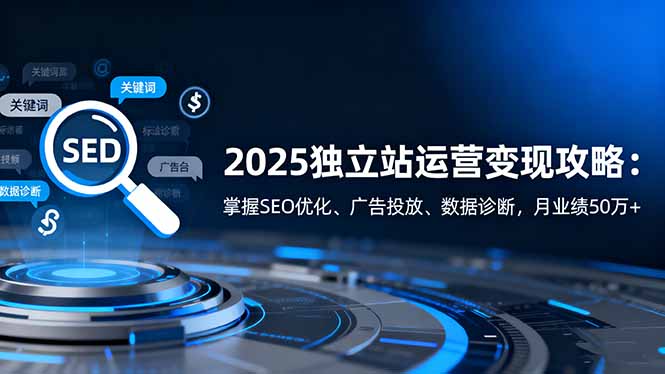 2025独立站运营变现攻略：掌握SEO优化、广告投放、数据诊断，月业绩50万+-轻资本网