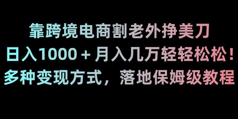 靠跨境电商割老外挣美刀，日入1000＋月入几万轻轻松松！多种变现方式，落地保姆级教程【揭秘】-轻资本网