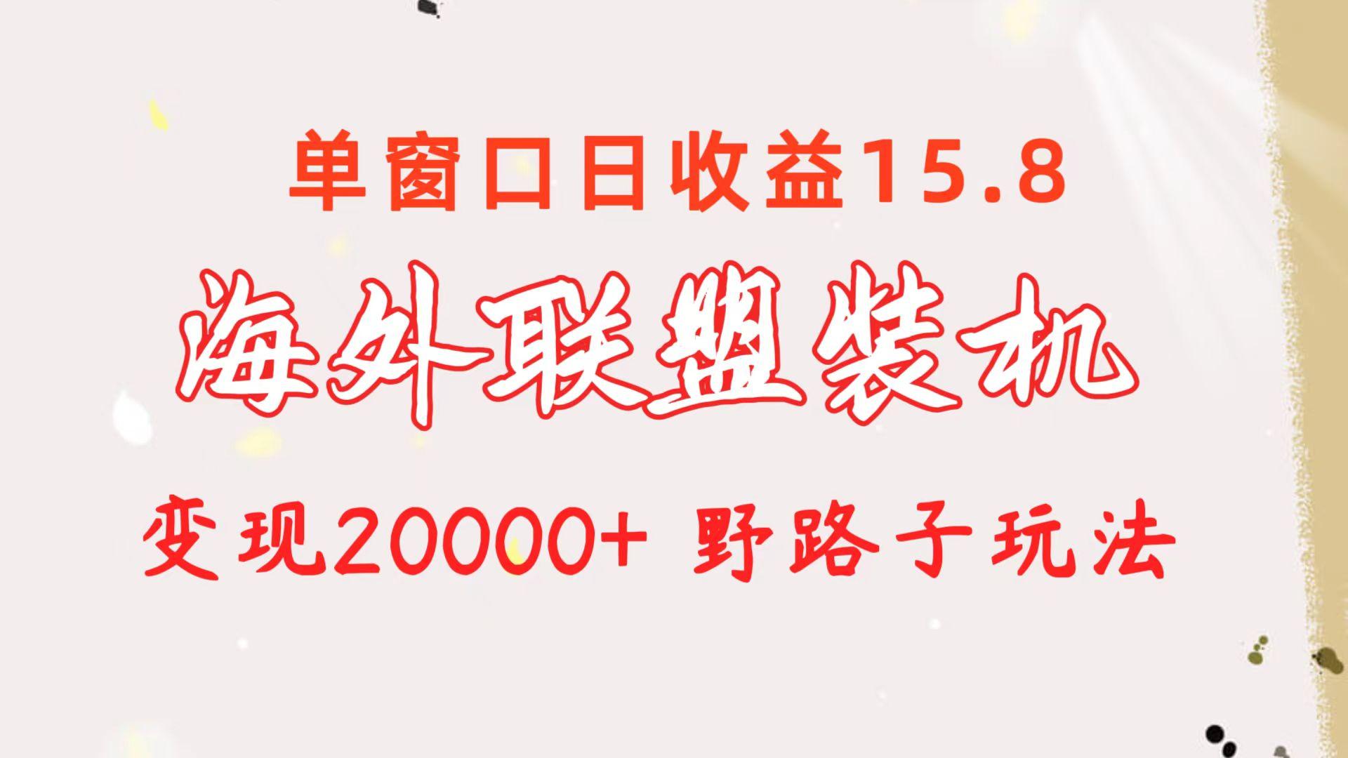 海外联盟装机 单窗口日收益15.8  变现20000+ 野路子玩法-轻资本网