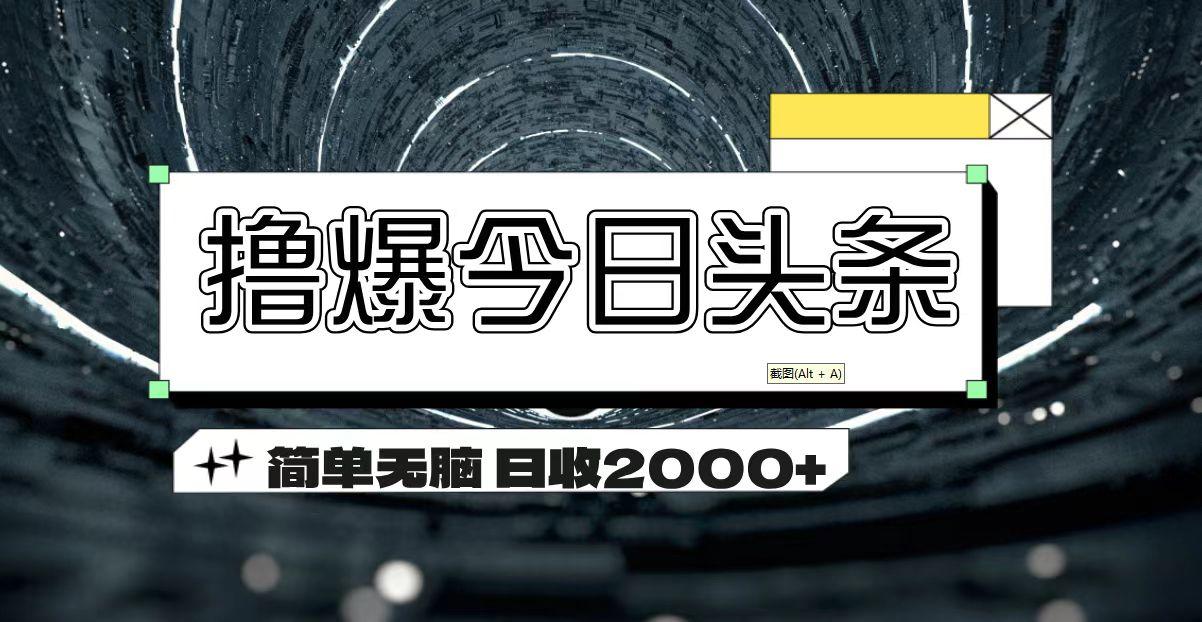 撸爆今日头条 简单无脑操作 日收2000+-轻资本网