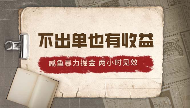 2024咸鱼暴力掘金，不出单也有收益，两小时见效，当天突破500+-轻资本网