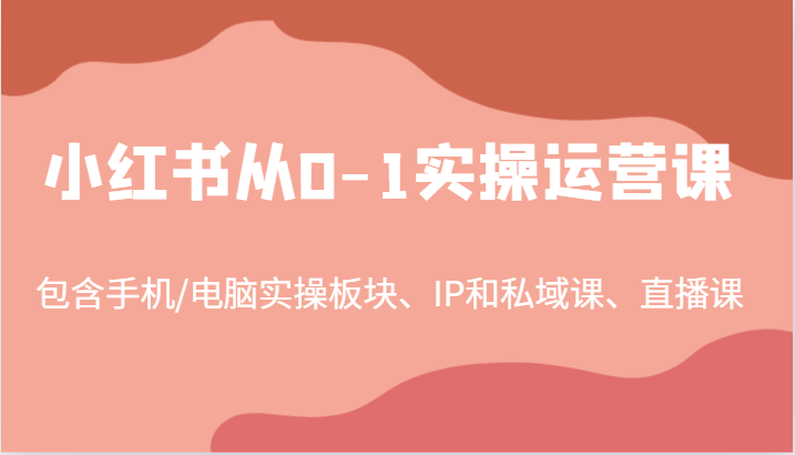 小红书从0-1实操运营课，包含手机/电脑实操板块、IP和私域课、直播课(97节)-轻资本网