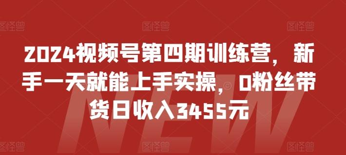 2024视频号第四期训练营，新手一天就能上手实操，0粉丝带货日收入3455元-轻资本网