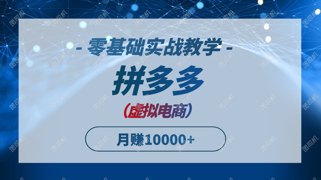 拼多多虚拟电商，零基础实战教学，快速打爆商品，新手也能月入10000+-轻资本网