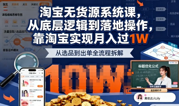 2025最新淘宝无货源系统课，从底层逻辑到落地操作，靠淘宝实现月入过1W(更新)-轻资本网