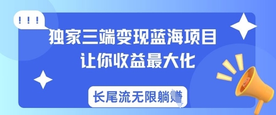 独家三端变现蓝海项目，让你收益最大化，长尾流无限躺挣-轻资本网