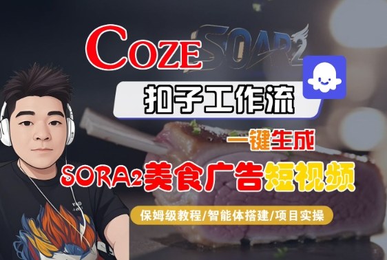 Coze扣子智能体工作流一键生成“SORA2美食广告“短视频，全流程保姆级教学-轻资本网