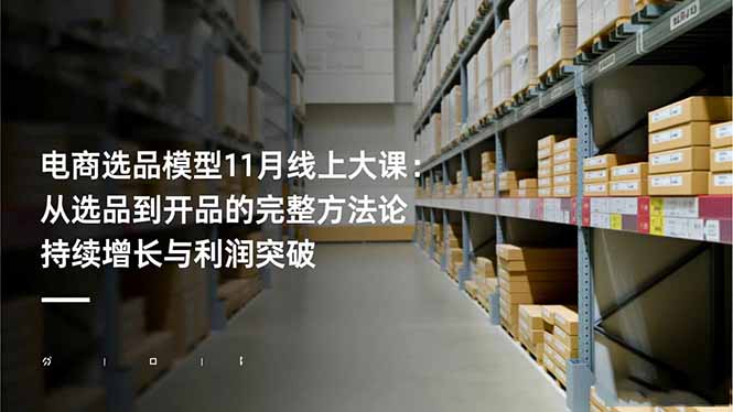 电商选品模型11月线上大课：从选品到开品的完整方法论 持续增长与利润突破-轻资本网