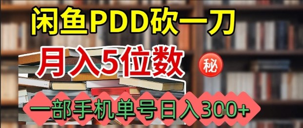 闲鱼PDD砍一刀，一部手机就可以操作，单号日入3张-轻资本网