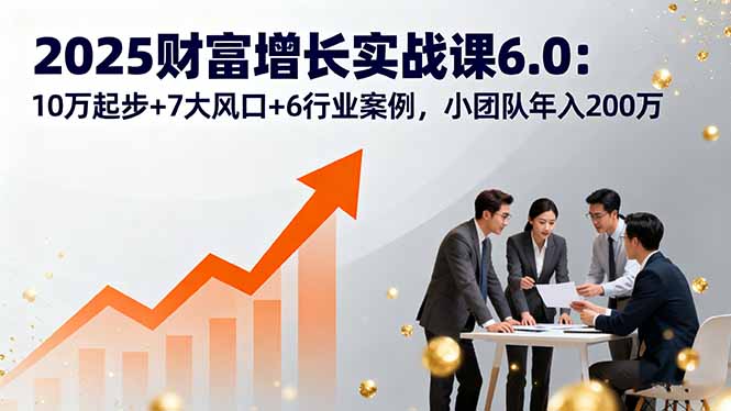 2025财富增长实战课6.0：10万起步+7大风口+6行业案例，小团队年入200万-轻资本网