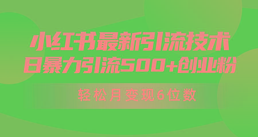 (9871期)日引500+月变现六位数24年最新小红书暴力引流兼职粉教程-轻资本网