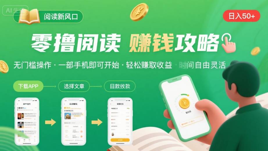 零撸阅读新风口，无门槛轻松挣，一部手机，日入 50-3张【揭秘】-轻资本网