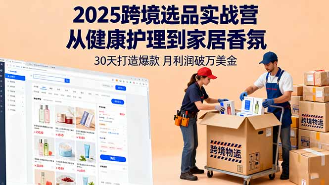 2025跨境选品实战营：从健康护理到家居香氛，30天打造爆款,月利润破万美金-轻资本网