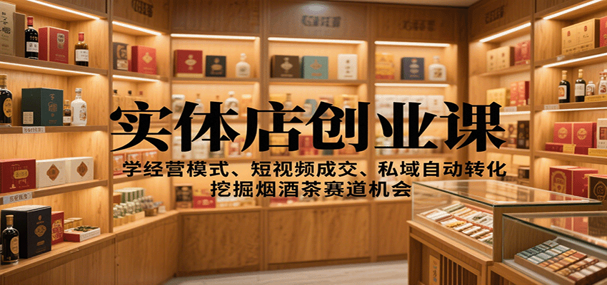 实体店创业课：学经营模式、短视频成交、私域自动转化，挖掘烟酒茶赛道机会-轻资本网