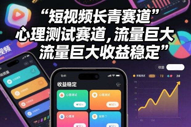 短视频长青赛道，心里测试赛道，流量巨大，收益稳定-轻资本网