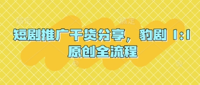 短剧推广干货分享，豹剧 1:1原创全流程-轻资本网