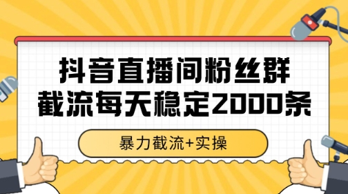 抖音直播间粉丝群暴力截流，一台电脑每天稳定2000条数据【揭秘】-轻资本网