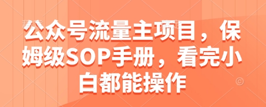 公众号流量主项目，保姆级SOP手册，看完小白都能操作-轻资本网