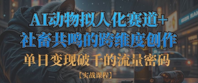 单日变现破千的流量密码，AI动物拟人化赛道+社畜共鸣的跨维度创作-轻资本网