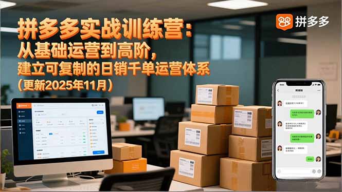 拼多多实战训练营：从基础运营到高阶，建立可复制的日销千单运营体系(更新11月-轻资本网