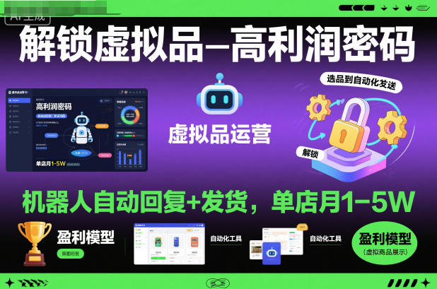 解锁虚拟品高利润密码：机器人自动回复+发货，单店月1-5W【揭秘】-轻资本网